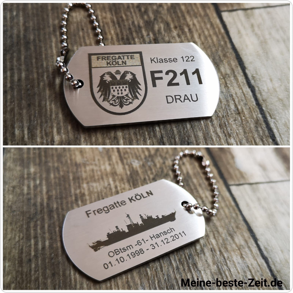 F211 FREGATTE KÖLN  Schlüsselanhänger, Dogtag - Edelstahl, PERSONALISIERT