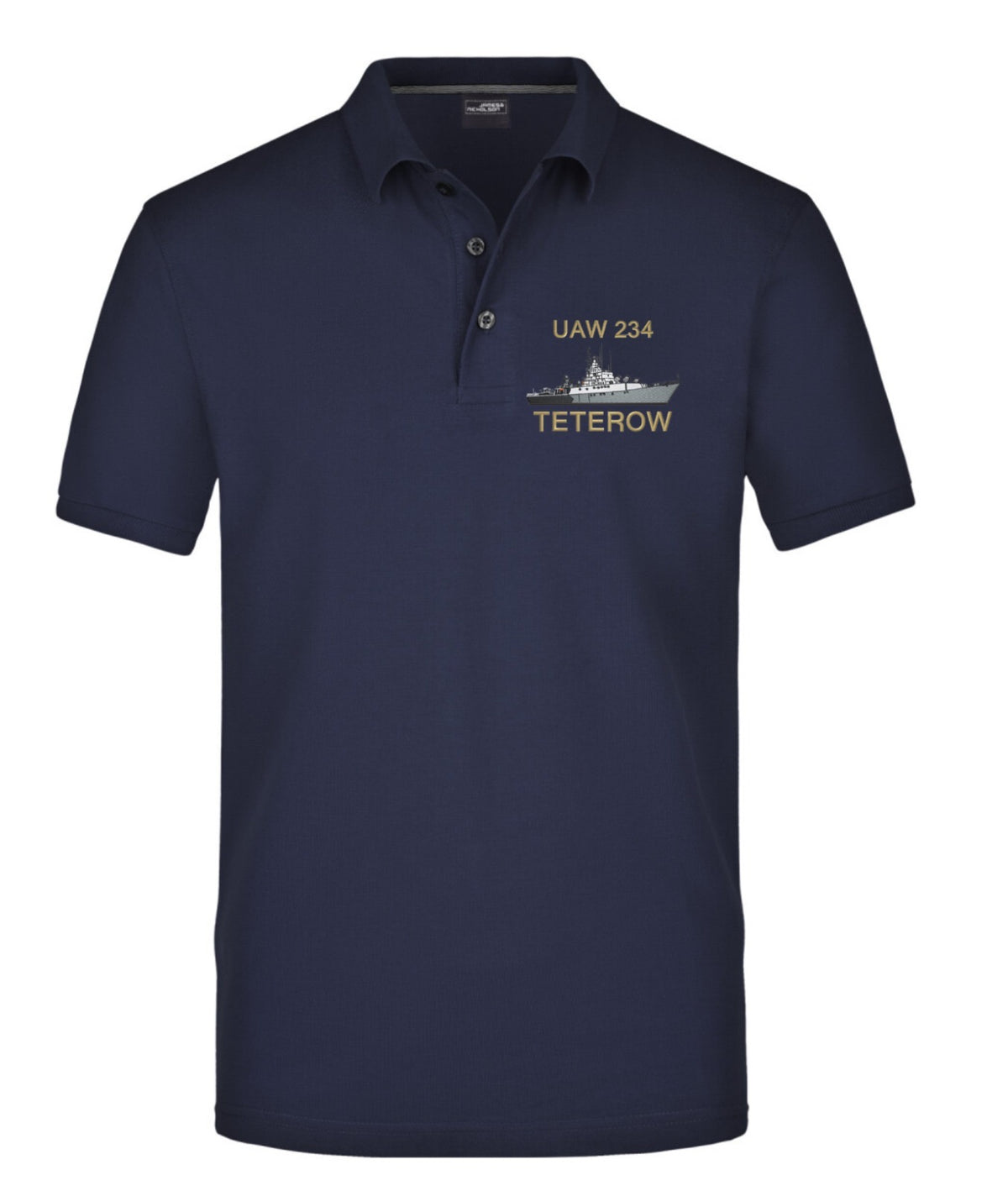 Poloshirt mit Bruststick 3.UAWSA - 234 TETEROW, navyblau (Volksmarine)
