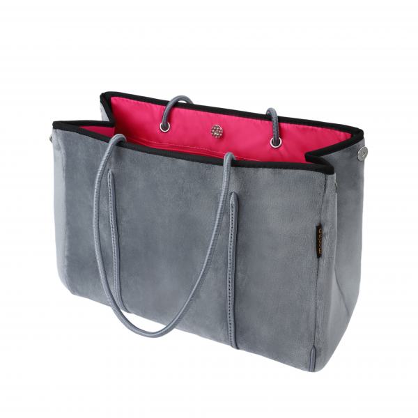 Bolso de terciopelo Moo'ilo gris talla L 