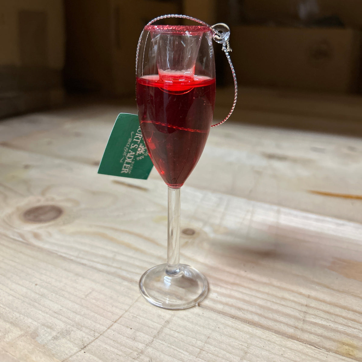 Adorno para árbol de Navidad “copa de champán” roja