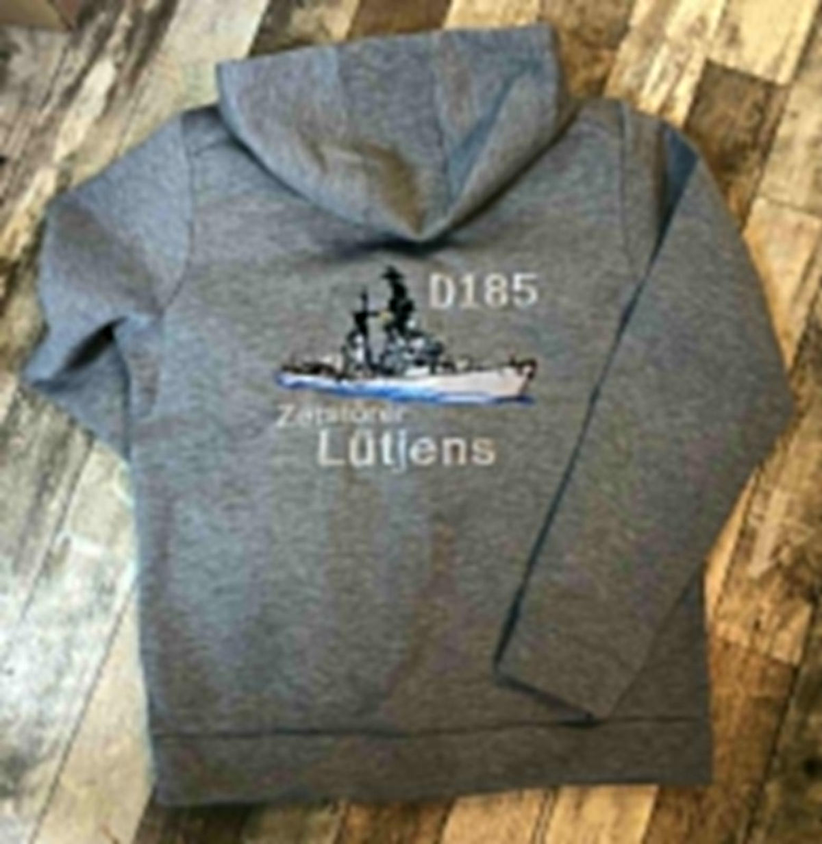 D185 Destroyer Lütjens - Sudadera con capucha gris oscuro con cremallera