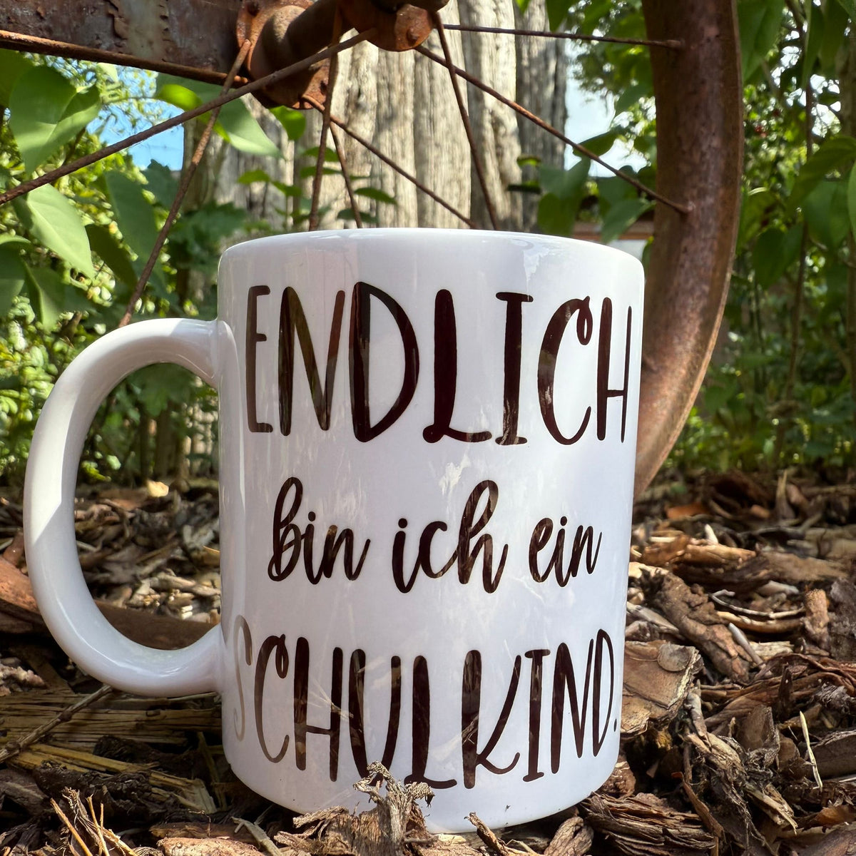 Keramiktasse " Endlich Schulkind" mit Name