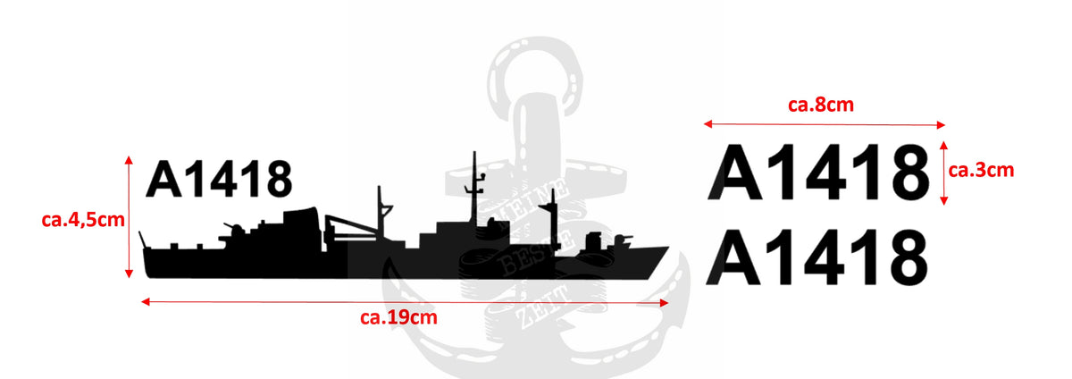 STICKER / Aufkleber Trosschiff Klasse 701 "Lüneburg-Klasse"  plus 2x Hullnumber