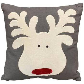 Cojín 40x40cm cara de alce, gris/blanco