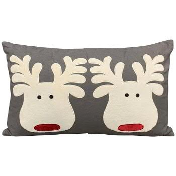 Cojín 50x30cm cara de alce, gris/blanco