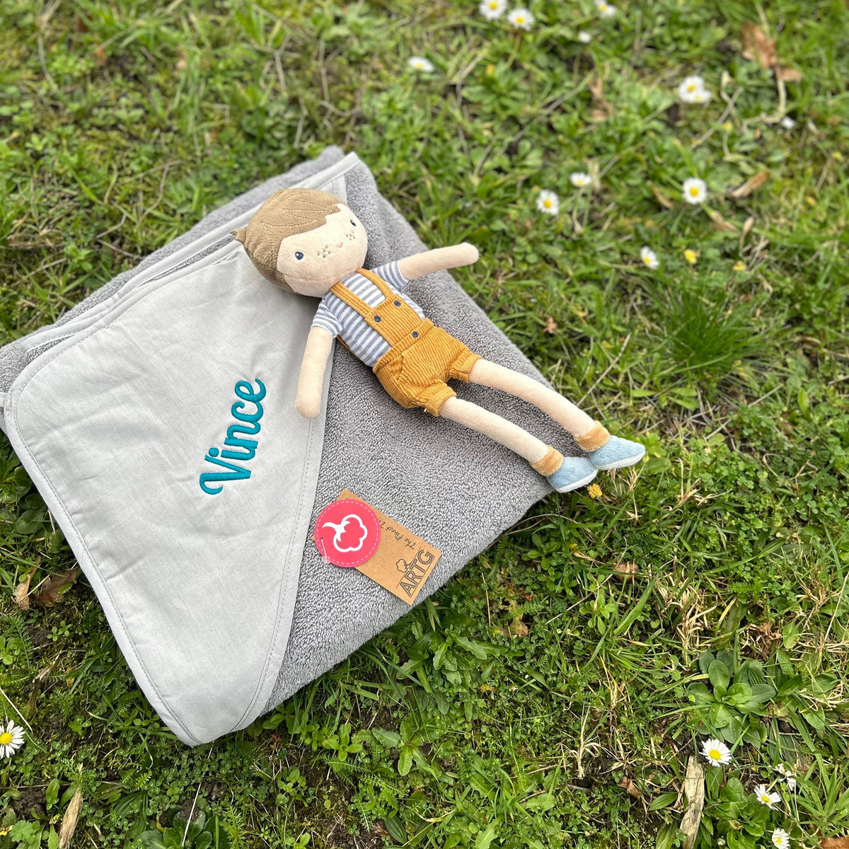 Toalla de bebé bordada con capucha 100x100, varios colores