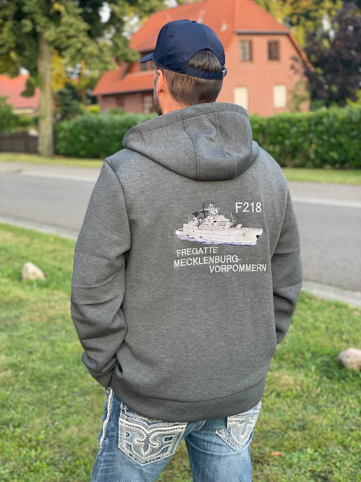 F218 Fregatte Mecklenburg-Vorpommern,   Sweatjacke / ZIP-Hoodie, hellgrau