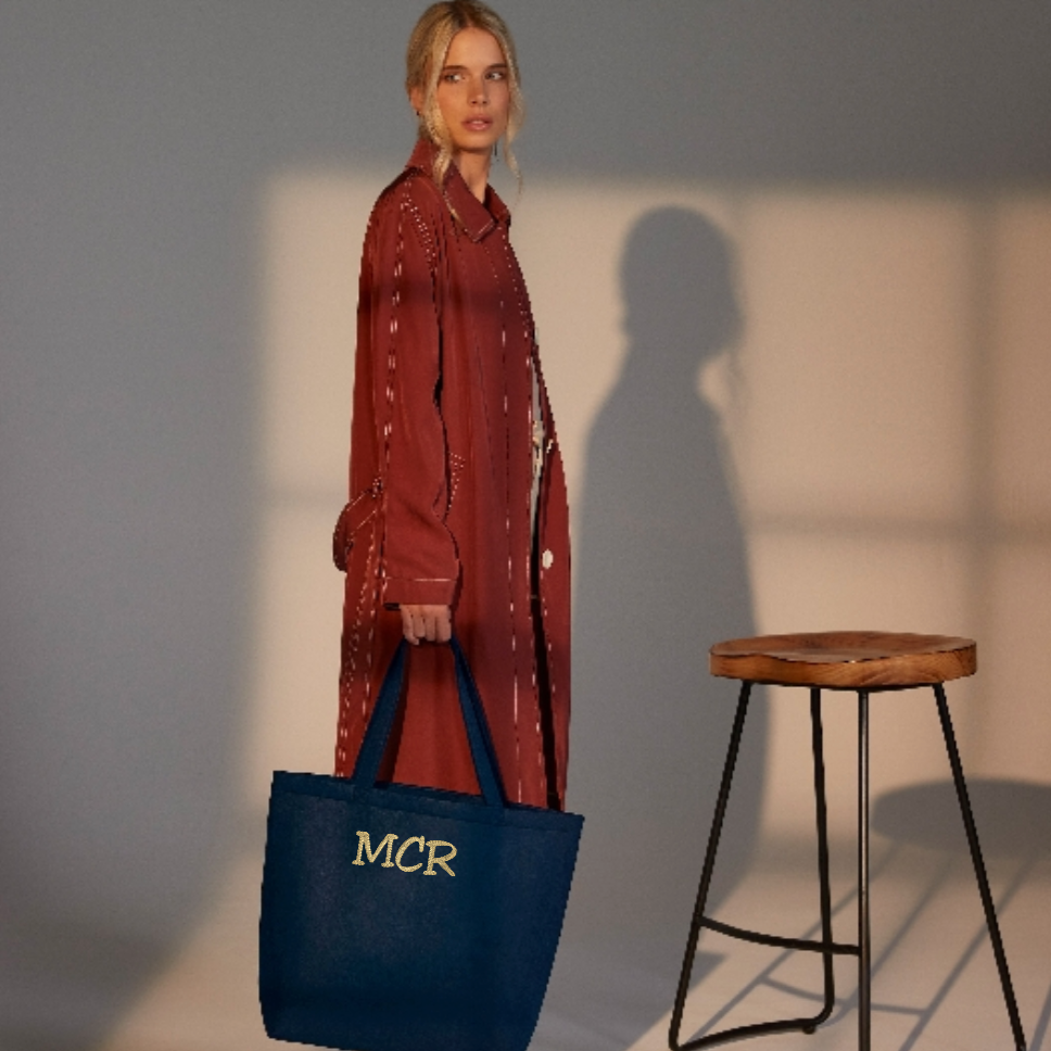 Bolso shopper de fieltro de 22L, bordado con iniciales 