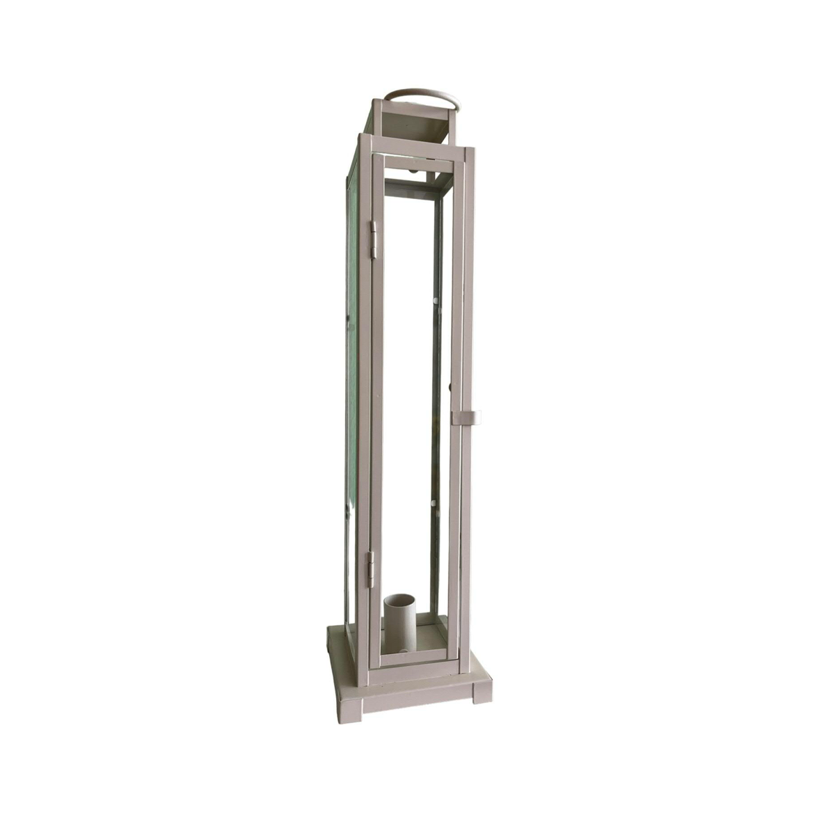 Farol de metal 11x11x44cm, color beige