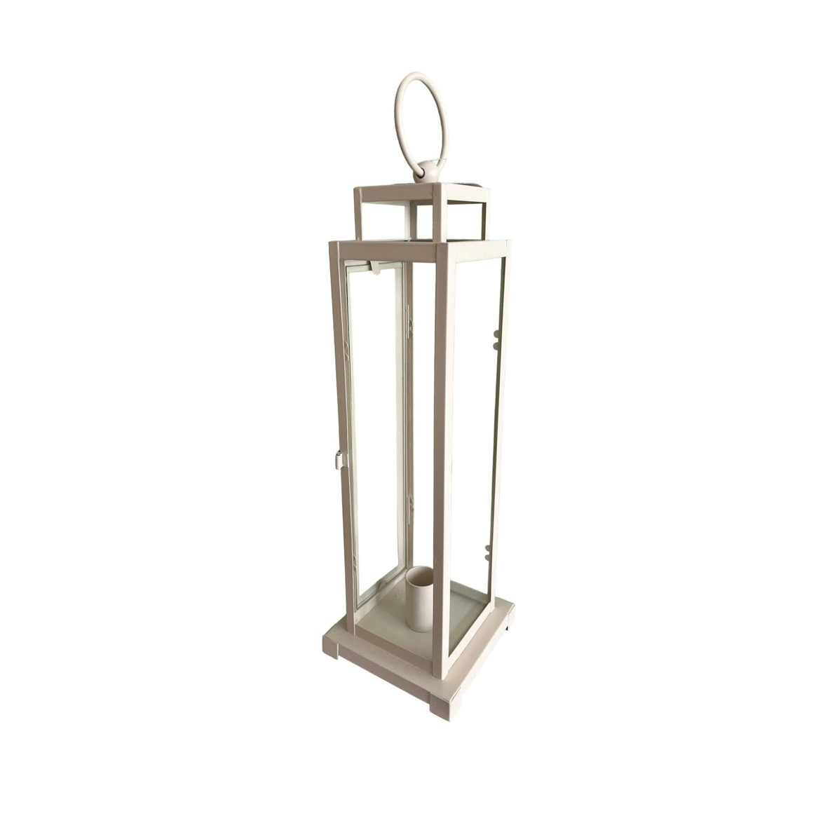 Farol de metal 11x11x35cm, color beige