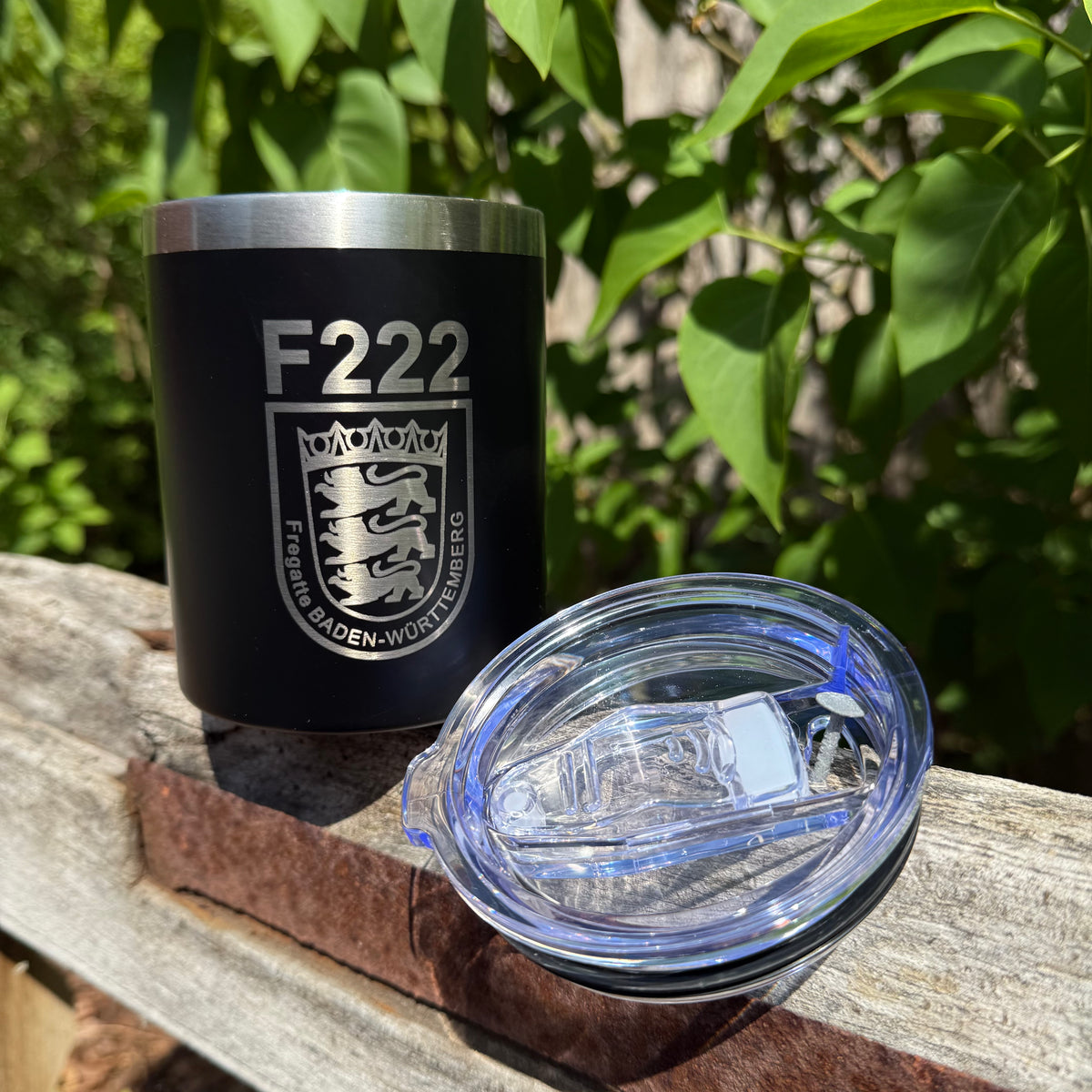 Thermotasse aus Edelstahl  F222  FREGATTE BADEN-WÜRTTEMBERG, schwarz