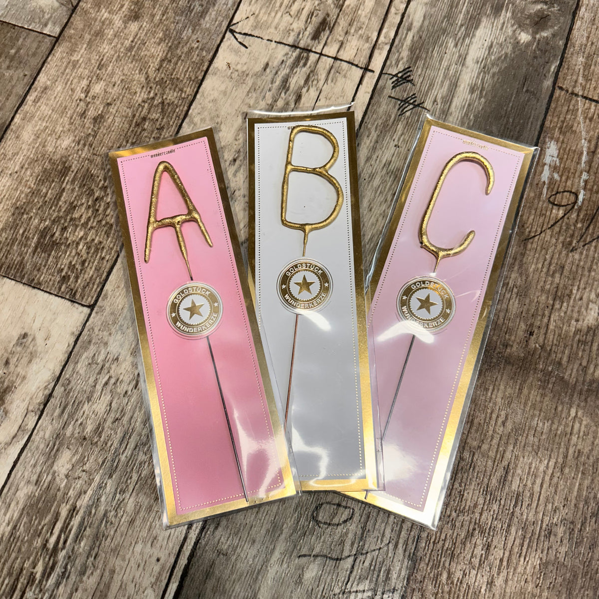 Letra de bengala, pieza dorada blanca, Wondercandle