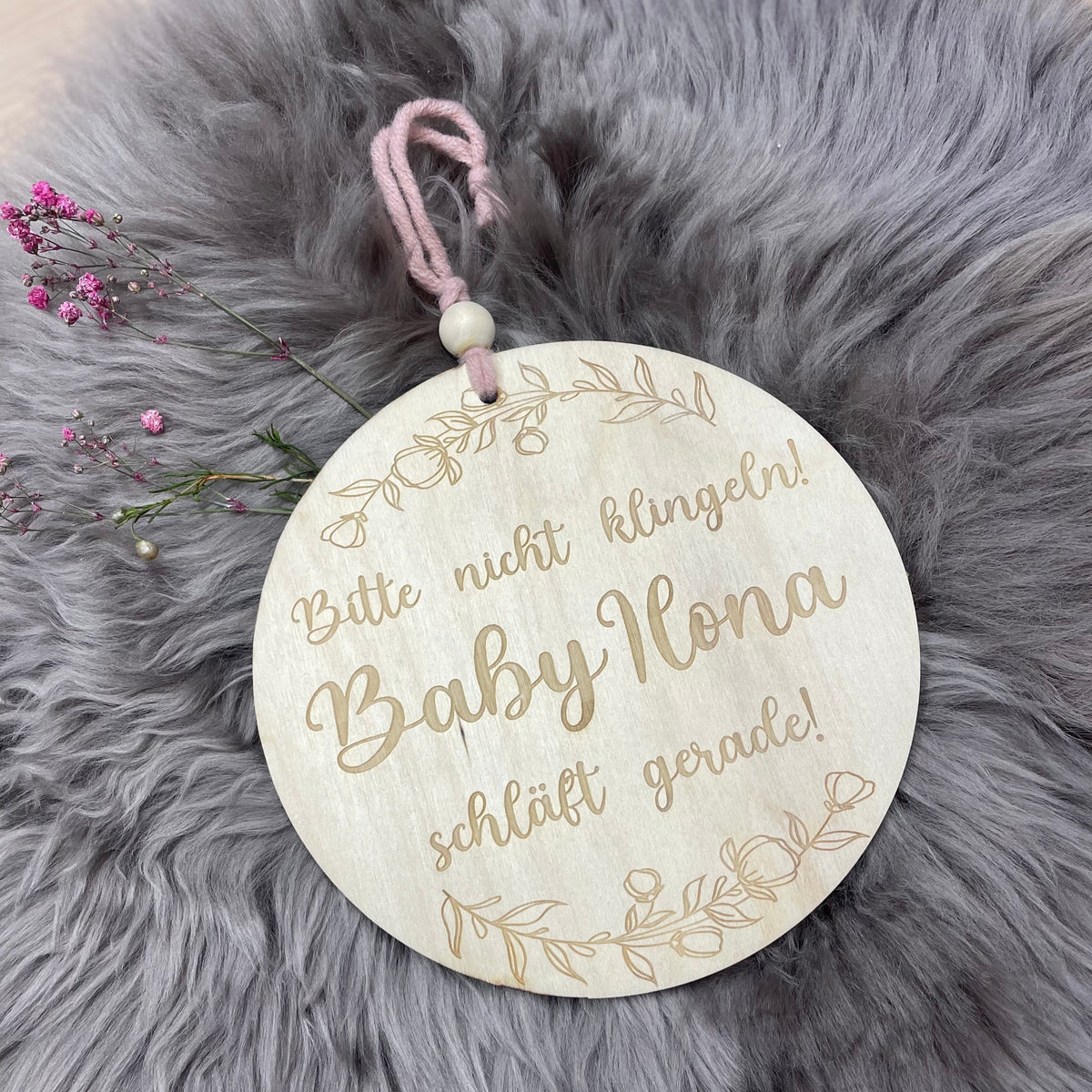 Por favor no toques el timbre. Bebé... ¡está durmiendo! - Letrero 15cm, madera