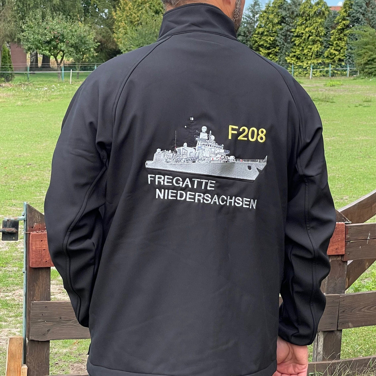 Fragata F208 NIEDERSACHSEN, chaqueta softshell con bordado en el pecho y la espalda