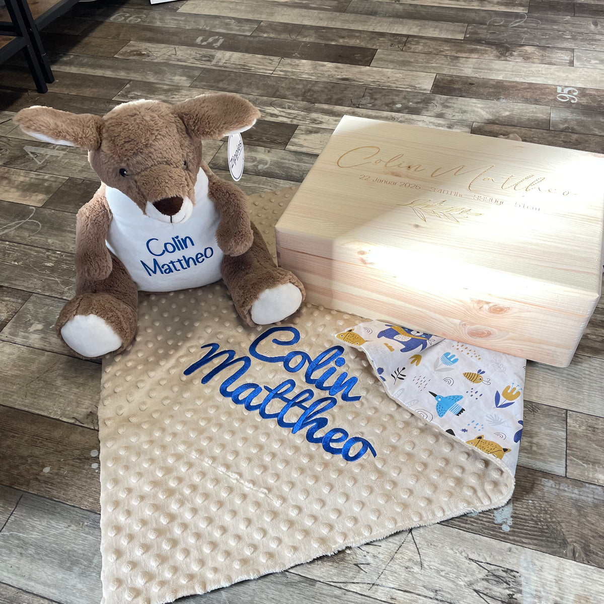 Manta de bebé Minky bordada con nombre