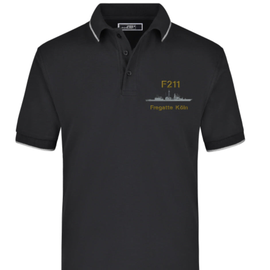 F211 Fregatte KÖLN Herren Polo-Shirt mit Brust-Bestickung