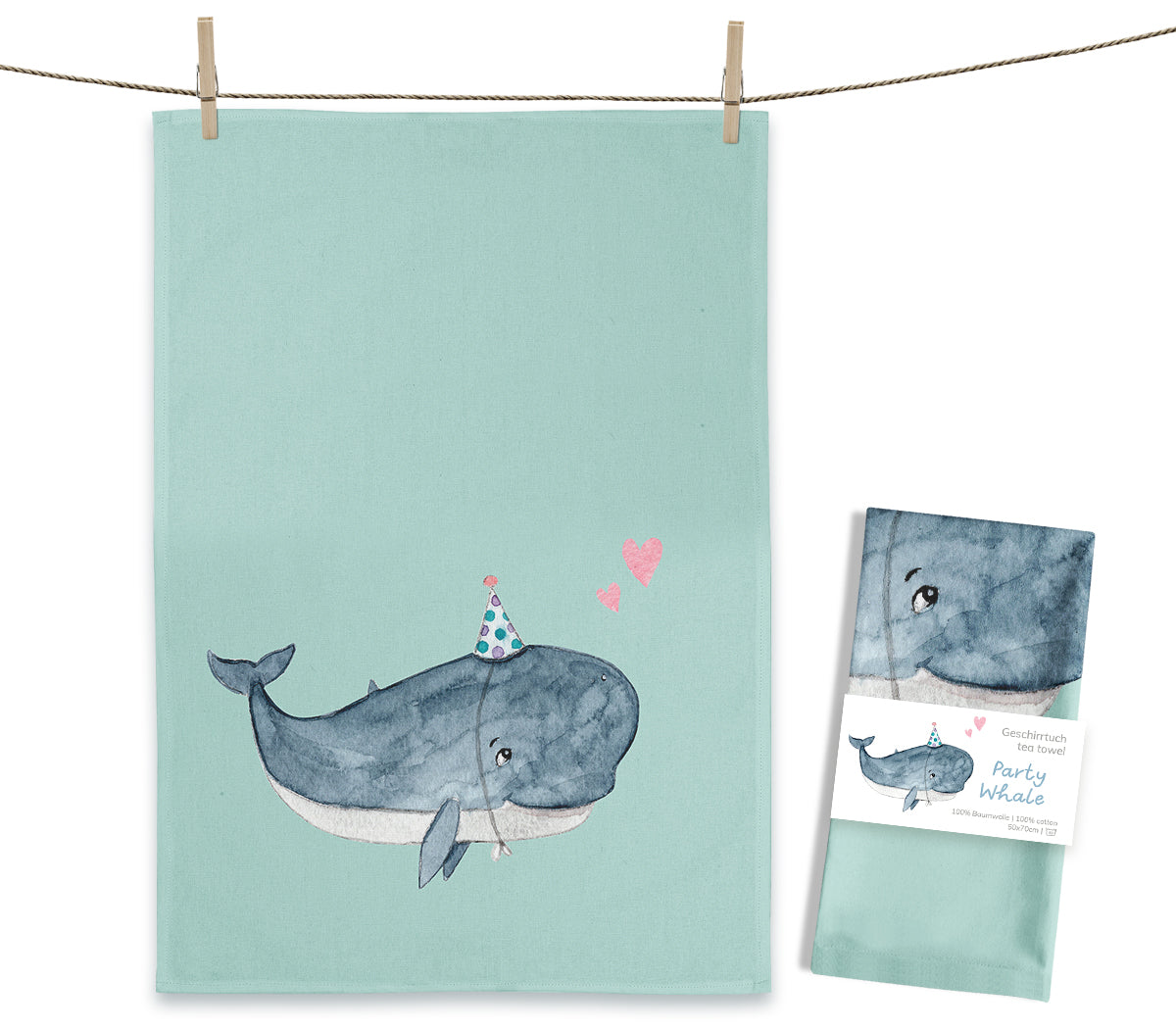 MALUU - Paño de cocina FIESTA BALLENA 50x70cm