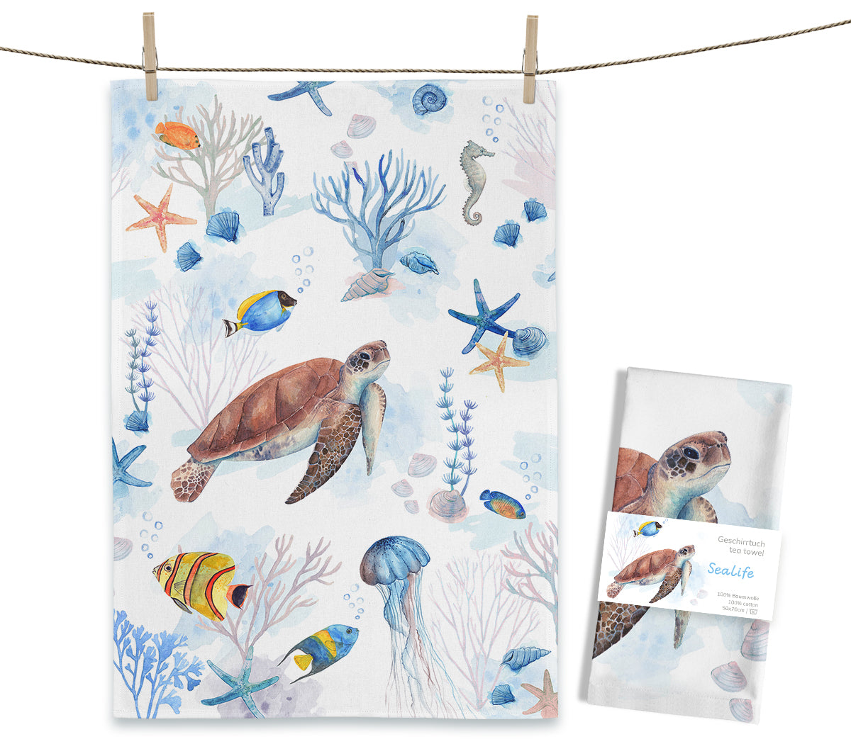 MALUU - Paño de cocina "Sealife" 50x70cm