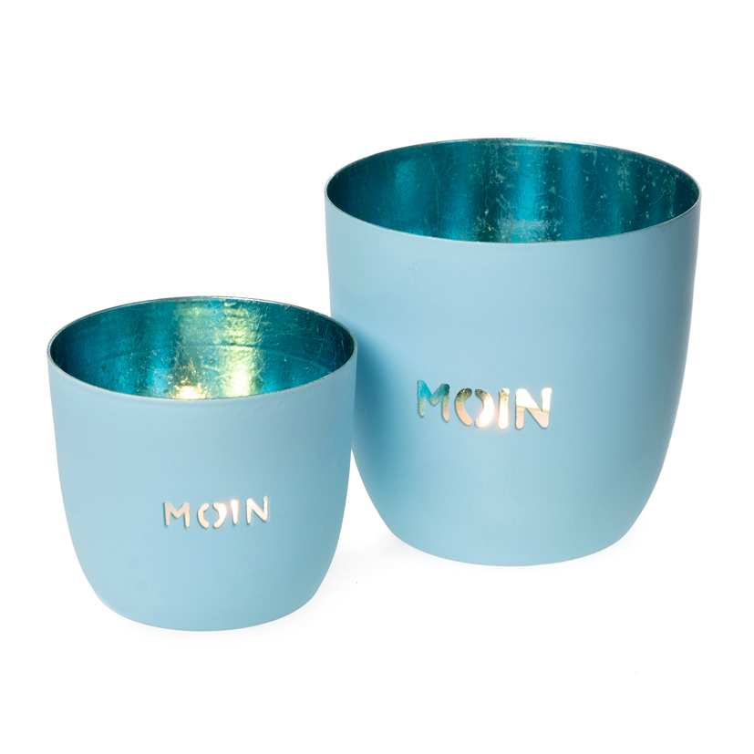 Teelicht Metall "Moin" - blau  2 Größen