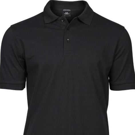 Polo elástico de piqué de lujo para hombre, color negro 