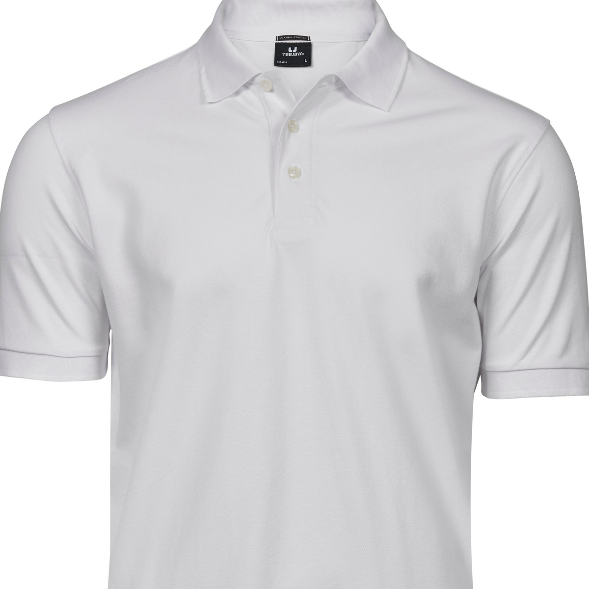 Polo elástico de piqué de lujo para hombre, de gran peso, TeeJays, blanco 