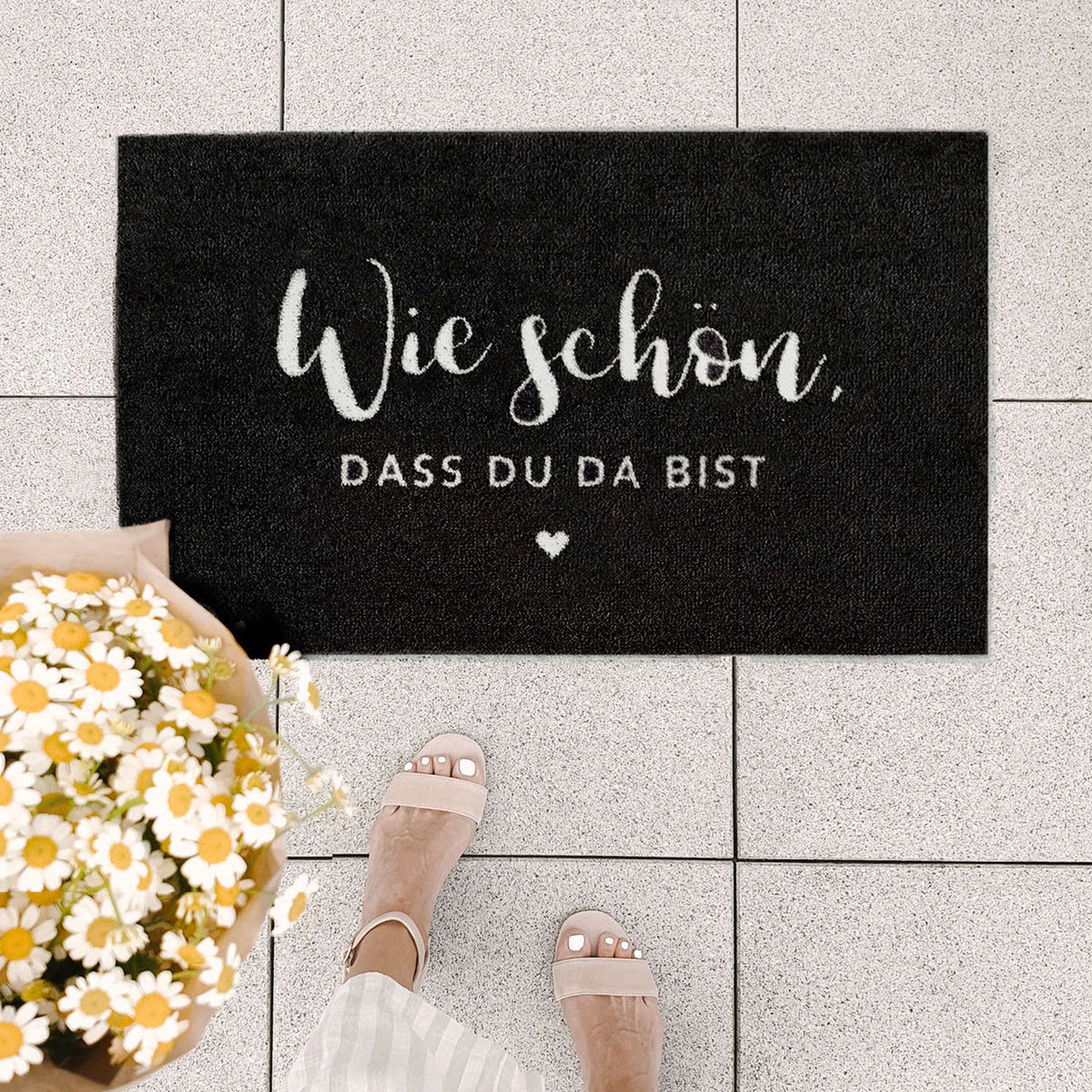 Eulenschnitt - Felpudo lavable "Qué bien que estés aquí"