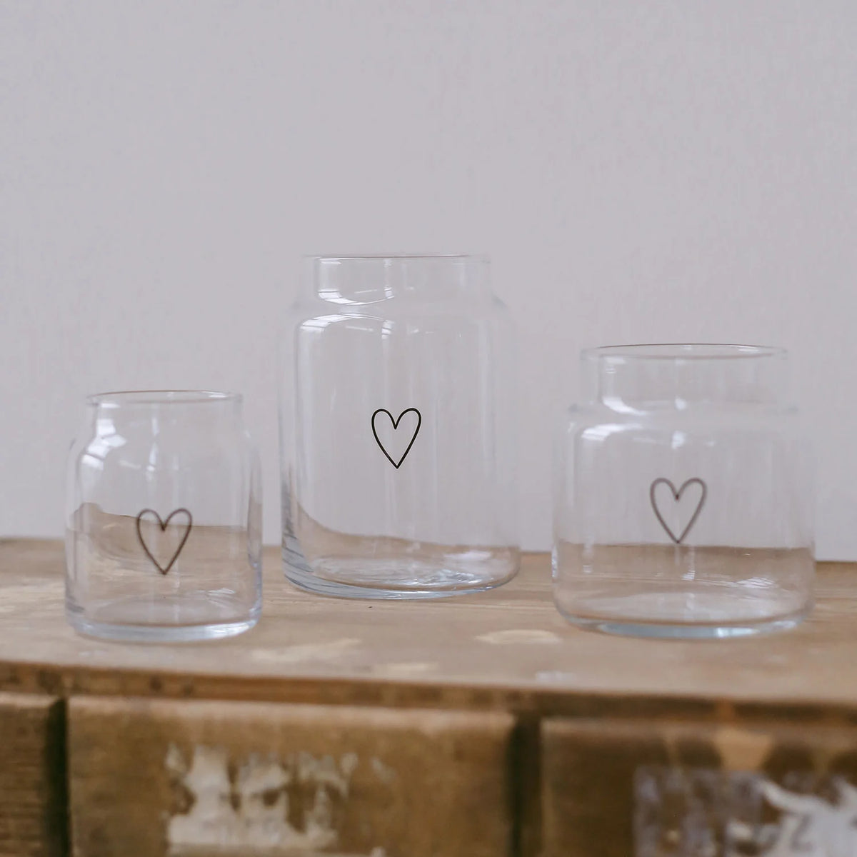 Eulenschnitt - Vase aus Glas groß Herz